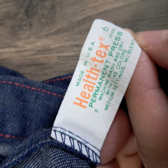 Vintage Healthtex Toddler Girl's Blue Denim Overalls Size 6 Month Made in USA - Picture 5 of 5